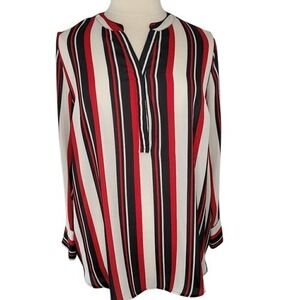 Roz & Ali‎ Black & Red Striped Blouse
